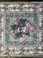 Handmade Quilted Table Runner 42.5" x 15" Flowers Pink Purple Blue Green