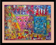 Original Acrylic Abstract Painting 24" x 18 "SHOWDOWN" by HIM the Painter