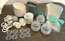 Complete Gently Used Nanobébé Baby Bottle Set - Teal and Clear
