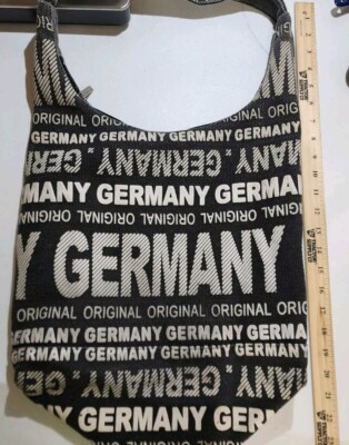 Germany Crossbody Purse Tote Bag Med-Large Zip Close Black Bag Grunge 