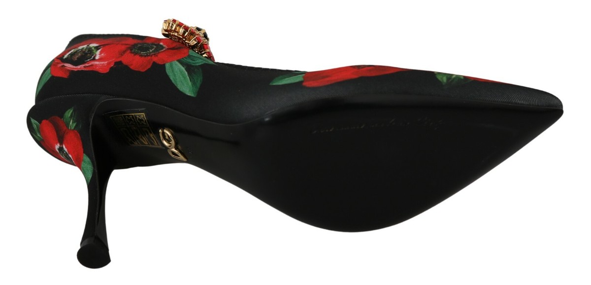 $ DOLCE & GABBANA ブラックミュール ポインテッドトゥ　35 Pump In Taormina Lace With Crystals - Women | Dolce&Gabbana