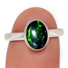 Natural Chalama Black Opal 925 Sterling Silver Ring Jewelry s.8 CR68963