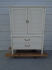 Henry Link Faux Bamboo Armoire Regency Bali Hai Highboy Cabinet Chest of drawers