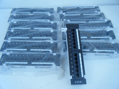 Lot of 12, New, twelve (12) port Cat 5e Cat6 Cable Loaded Mini Patch Panels
