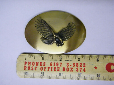 Flying Eagle Centered On Gold Colored Oval Belt Buckle OR  display picture 1