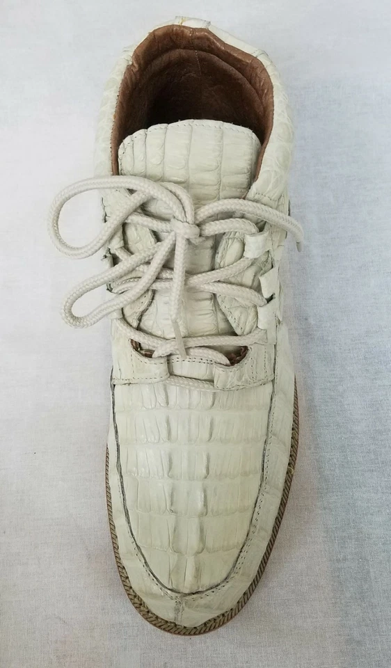 Mens Off White Crocodile Ostrich Western Shoe Sneakers Genuine Leather Size 7.5 - Image 3 of 4