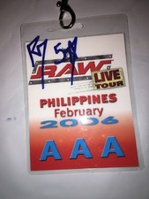 2006 RAW PHILIPPINES WWE HAND SIGNED RVD EVENT BACKSTAGE BADGE 