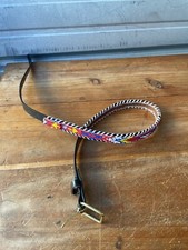 Vintage Seed Bead Belt Native Black Tooled Cowhide Leather Narrow Small 30