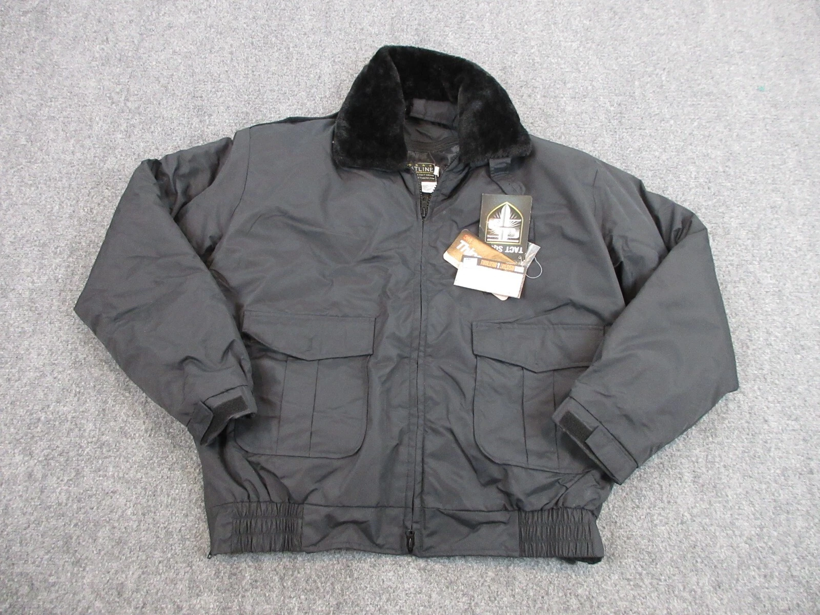 Tact Squad Jacket Mens Large Black Logo Outdoors Full Zip Duty Coat