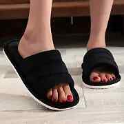 Lightweight Soft Sole Solid Color Fluffy Open Toe Non-slip Floor Slippers for Be