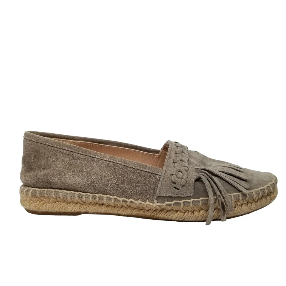 Sapato Feminino Diane Von Furstenberg Cadah Espadrille Flats Camurça Taupe Franja Tamanho 6 - Imagem 4 de 4