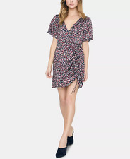 Sanctuary Womens Size 4 Wild One Animal Print Cinch Ruched Dress Faux Wrap