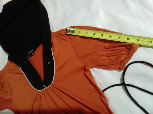 my michelle hoodie top orange black white cotton tie back - Picture 5 of 10