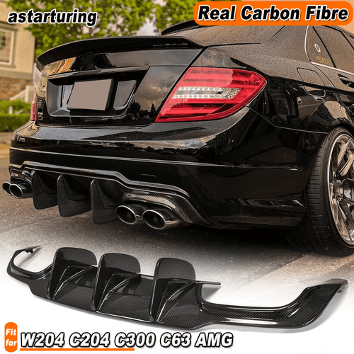 Fit For Benz W204 C204 C63 2012-15 Carbon Fiber Big Fin Rear Bumper Diffuser Lip - Bild 1 von 14