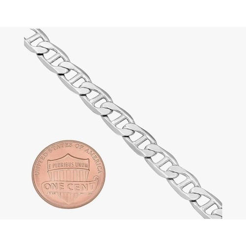 NEW Unisex 6mm Flat Mariner Link Bracelet Rhodium 925 Silver Jewelry, 8" - 第 13/13 張圖片