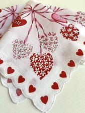 Beautiful New Valentine Hearts Hankie  Handkerchief  Floral Hearts  Streamers