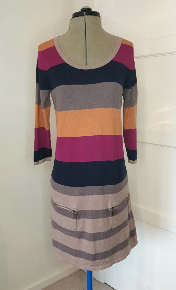 Autograph M S stripe Fine Knit jumper dress Cashmere Blend size 12