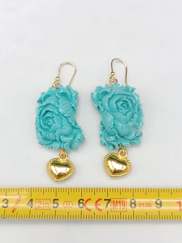 Pendientes De Mujer Turquesa Monachella De Plata 925 Sagrado Corazón - Imagen 3 de 4