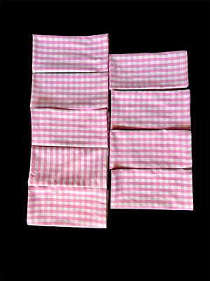 Crate And Barrel Draper James Pink White 9 Pcs Gingham Checkered Fabric Napkins