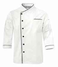 Men's Chef Coat Long Sleeve Kitchen Jacket  Work Uniform Hotel Dress Custom Size