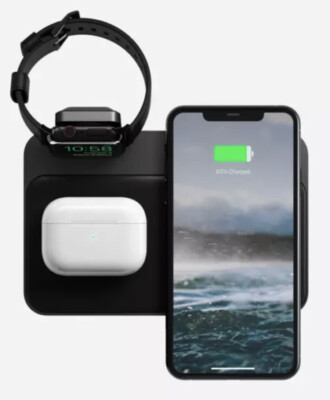 #ad Nomad Dual 7.5W Qi Wireless Charging Station for iPhone Apple Watch Air Pods BLK $49.95
