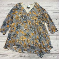 Free People Blue Floral Long Sleeve BOHO Dress Woman’s Size Medium NEW Waist Dra