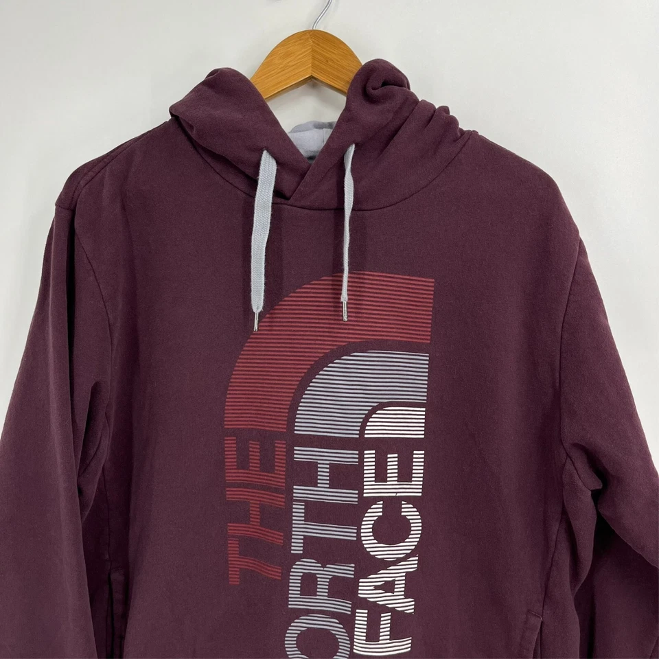 The North Face Hoodie Men's L Purple Maroon TNF Logo Pullover Pockets - Image 2 of 4