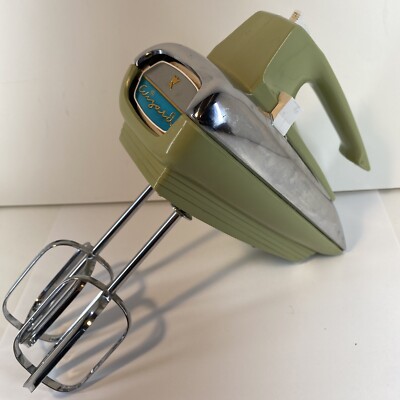 Vintage RETRO Imperial Wizard Avocado Green Hand Mixer Works Great MCM