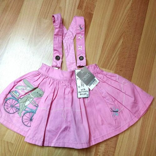 NEXT 6-9 months toddler pink skirt adjustable waist detachable braces NEW - Picture 1 of 10