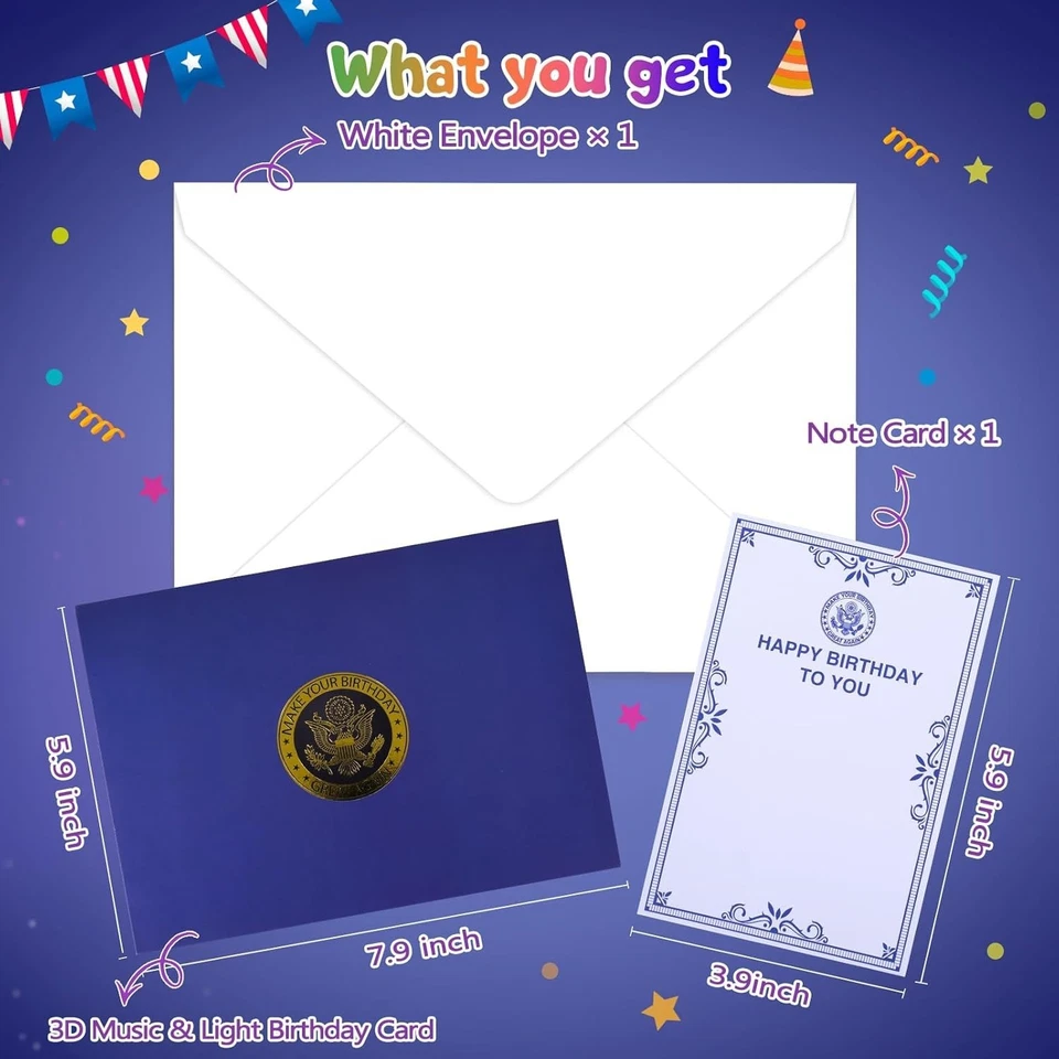 弹出式生日卡带光和声音说生日快乐唐纳德特朗普真实 — 第 4/4 张图片