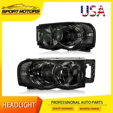 Headlights for 2002-2005 Dodge Ram 1500 2500 3500 Smoke Lens Lamps Left & Right