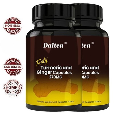 Daitea Kurkuma & Ingwer 270mg-Gelenkunterstützung-30/60/120 Kapseln-Glutenfrei