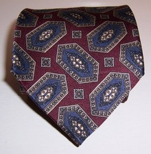 Gant Silk Tie - Maroon with Blue and Dk Gold Design - 58 x 3.5 - Made in the USA