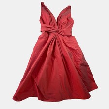 Jim Hjelm Occasions Dress Womens 4 Red Formal Bridesmaid Cocktail A Line V Neck
