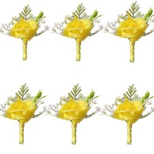 6Pieces/lot Groom Boutonniere Man Women Bride Wrist Corsage Artificial Weddin...
