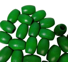 Lot of 67 Small Green Wood Oblong Macrame Wooden Craft Beads 3 1/4 cm x 2 1/2 cm