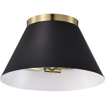 Nuvo Lighting 60/7417 Dover Flush Mount Black/Vintage Brass