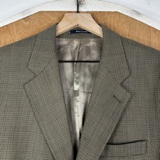 VTG Lauren Ralph Lauren Blazer Mens 42R Brown Canvas Wool Sport Coat Jacket