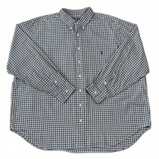 Ralph Lauren Mens Brown Blue Plaid Long Sleeve Button Up Shirt Size 2XB Big