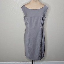 Ann Taylor 8 Stretch Wool Suiting Dress Gray boatneck Sheath