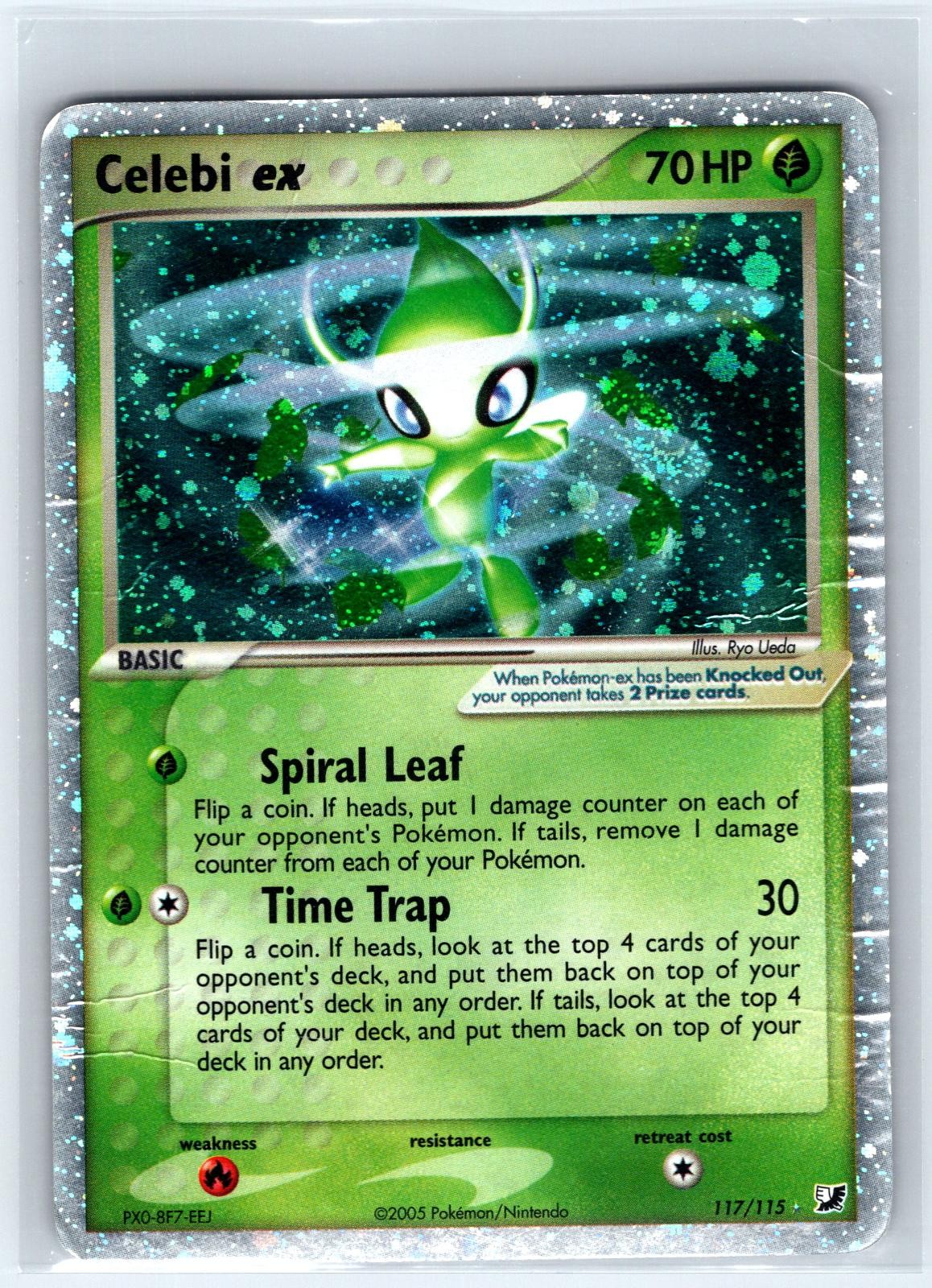 Celebi ex - SWIRL - 117/115 Secret Rare Unseen Forces Pokemon Holo Damaged