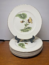 Crooksville Delmar Begonia La Grand Dinner Plates 9 3/8" Lot 7 Rim 24 KT Gold