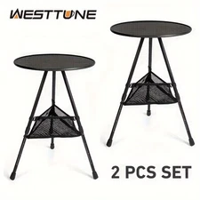 WESTTUNE 2 Pcs Set Camping round Table with Mesh Bag Ultralight Portable Folding