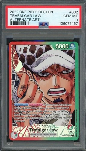 PSA 10 Trafalgar Law (Alt Art) Romance Dawn OP01-002 EN One Piece B24