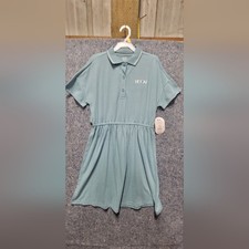 Wonder Nation Girl's Vent Back Romper Dress Teal Silk Size L 10-12 