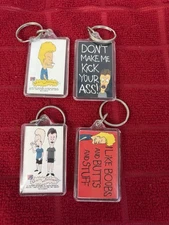 Lot of 4 Vintage 1993 Beavis and  Butthead MTV  keychains Double Sided #1