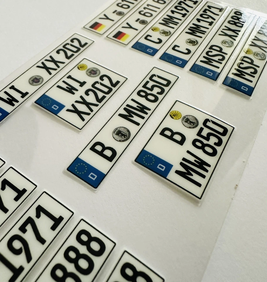 Nummernschilder 1:10 Modellbau Aufkleber – 5 Paar Kennzeichen Set - RC Cars - Bild 2 von 3