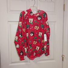 No Boundaries Pullover Hoodie NWT Small 4/6 Red Holiday Christmas Puppy Xmas