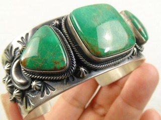 Navajo Ray Bennett HEAVY 85g 6.75" Sterling Fox Turquoise Cuff Bracelet Receipt