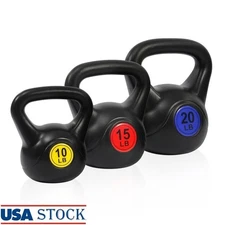 Kettlebell Set 45lbs Vinyl Coated 10lbs 15lbs 20lbs Resistance Training Exercise